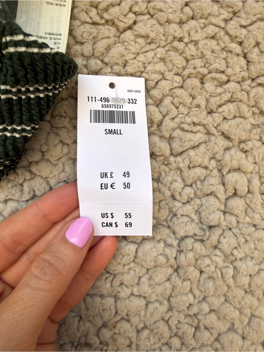 NWT Abercrombie Green Striped Bikini Top - Picture 5 of 5